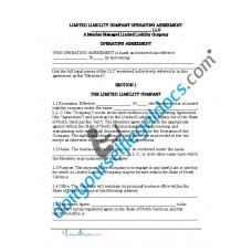 Limited Liability Company Operating Agreement (Member Managed) - North Carolina